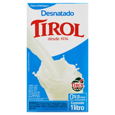 TIROL LEITE UHT DESNATADO 1L