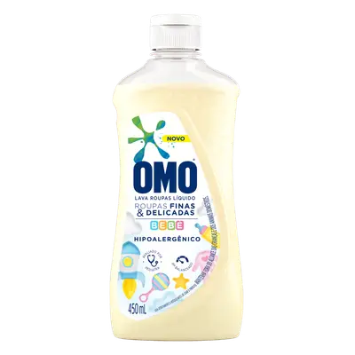 OMO LAVA ROUPAS LIQ. ROUPAS FINAS DELICADAS BEBE HIPOAL 450ML