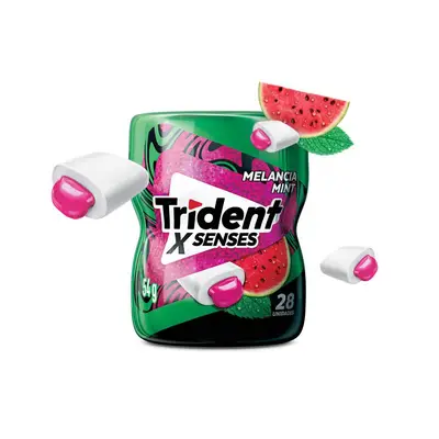 CHICLETE ADAMS TRIDENT X SENSES MELANCIA MENTA POTE 54G
