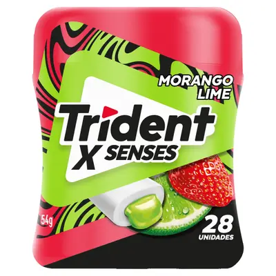 CHICLETE ADAMS TRIDENT X SENSES MORANGO LIME POTE 54G