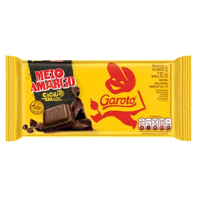 CHOCO EM BARRA GAROTO MEIO AMARGO 80G