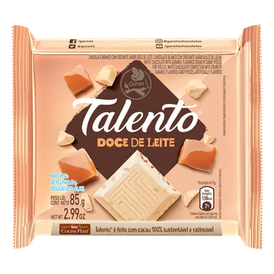 CHOCOLATE TALENTO BRANCO DOCE LEITE 85G