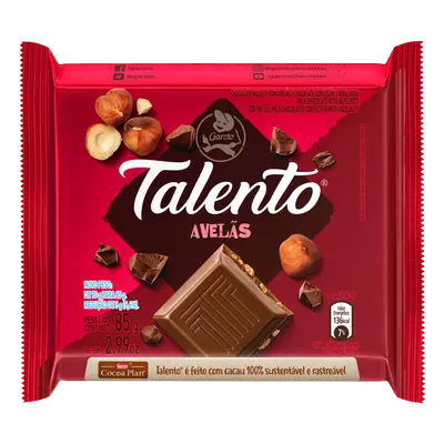 CHOCOLATE TALENTO LEITE AVELAS 85G