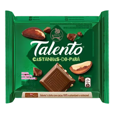 CHOCOLATE TALENTO LEITE CASTANHA PARA 85G