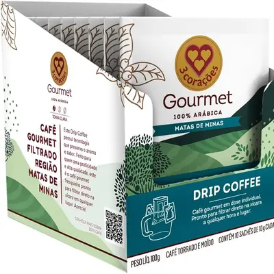 3CORACOES CAFE GOURMET DRIP COFFEE MATAS DE MINAS 10G
