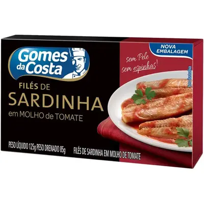 FILE DE SARDINHA GOMES DA COSTA EM MOLHO DE TOMATE 125G