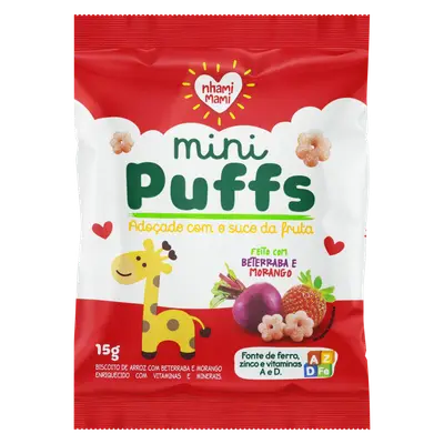 NHAMI MAMI MINI PUFFS BETERRABA E MORANGO 15G