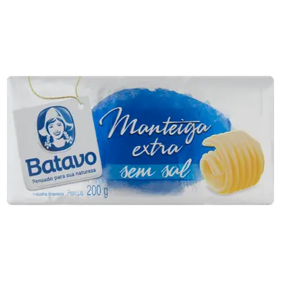 BATAVO MANTEIGA TABLETE SEM SAL 200G