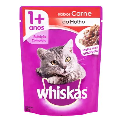 WHISKAS RAÇAO SACHET CARNE 85G
